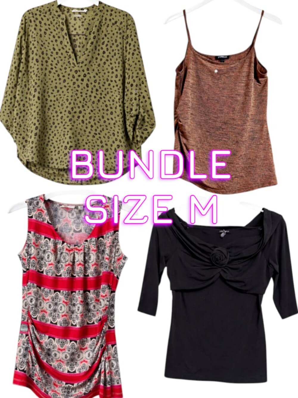 Bundle 4 Tops Size M 💥🚀💥  Lush Express NY&Co Cable & Gauge Stylish Mix